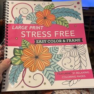 Amazon Stress Free Coloring Book with Orange and Green Floral Patterns